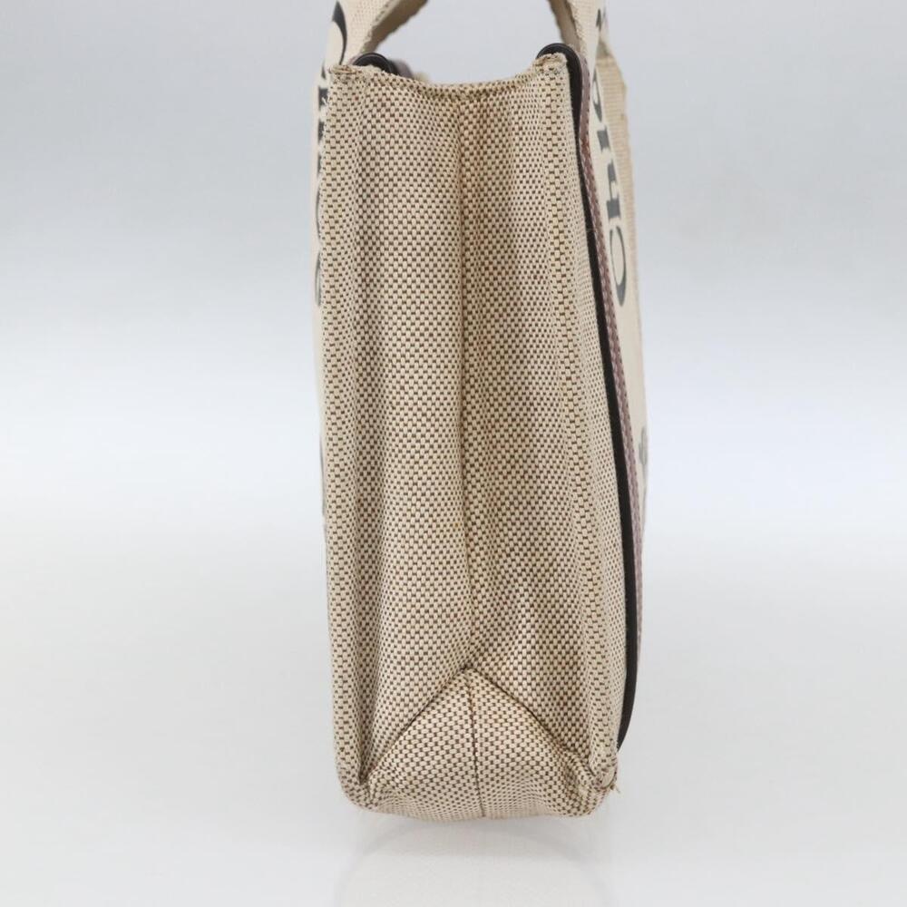 Chloe Woody La Tote Bag Canvas Leather Beige Brown Auth ka1346 - Picture 3 of 16